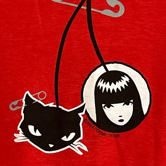 Emily the Strange Long Sleeve T-shirt Womens Red W/Black Emo Goth Pin choose NWT - Picture 4 of 14